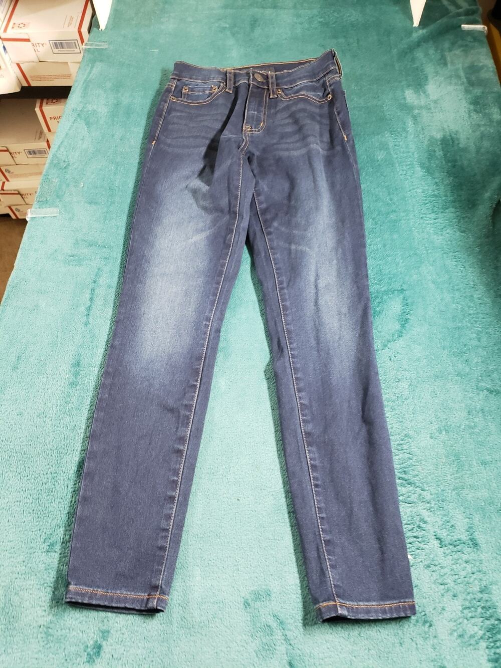 Aeropostale Jeans Size 000 Women Blue Pants Stretch Denim High Rise Jegging